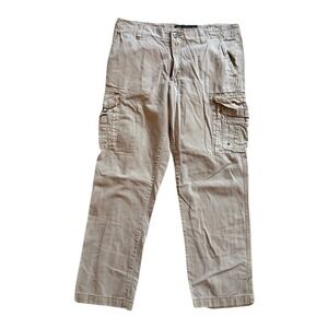 Iron Co Mens Khaki Cargo Pants 34x30 Tan Cotton Straight Leg‎ Casual Workwear